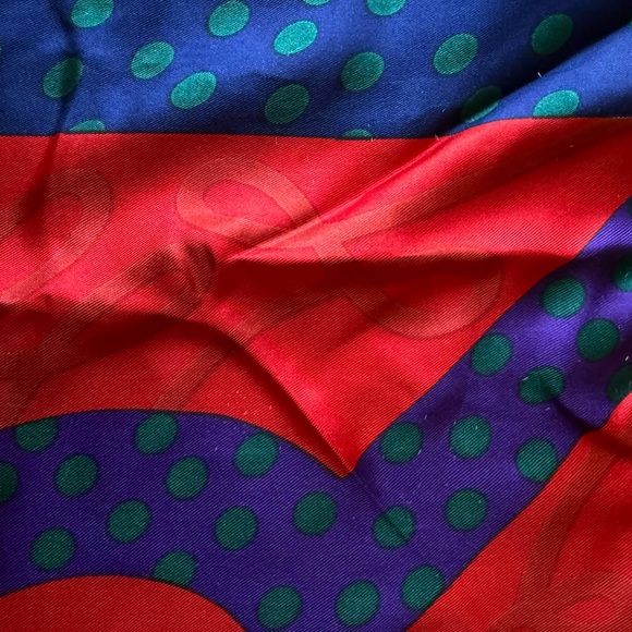 Perry Ellis Red and Blue Patterned Scarf - Picture 3 of 6